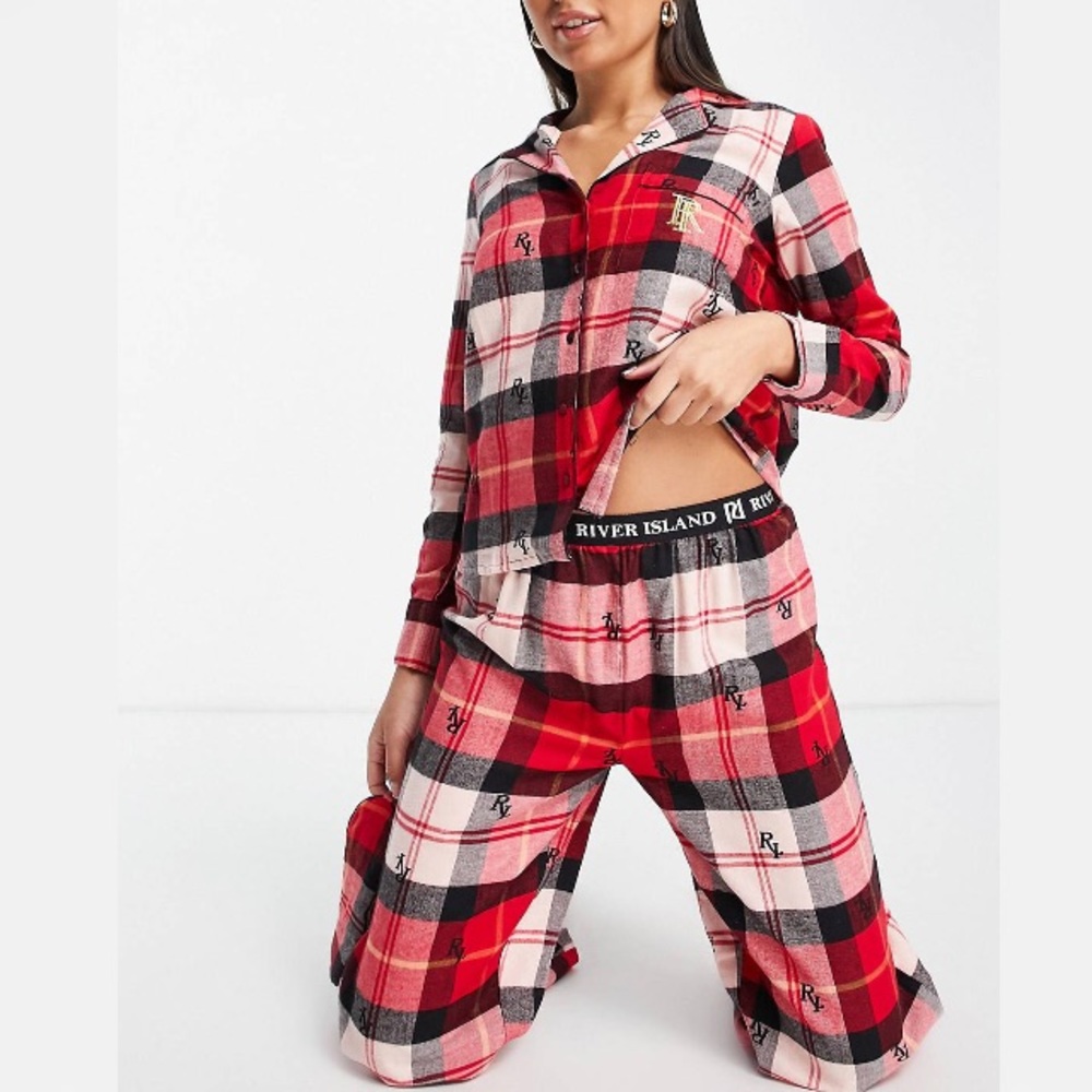 New COTTON FLANNEL 3 PCS pajama & eye mask  set by RIVER ISLAND J283 0526-8F